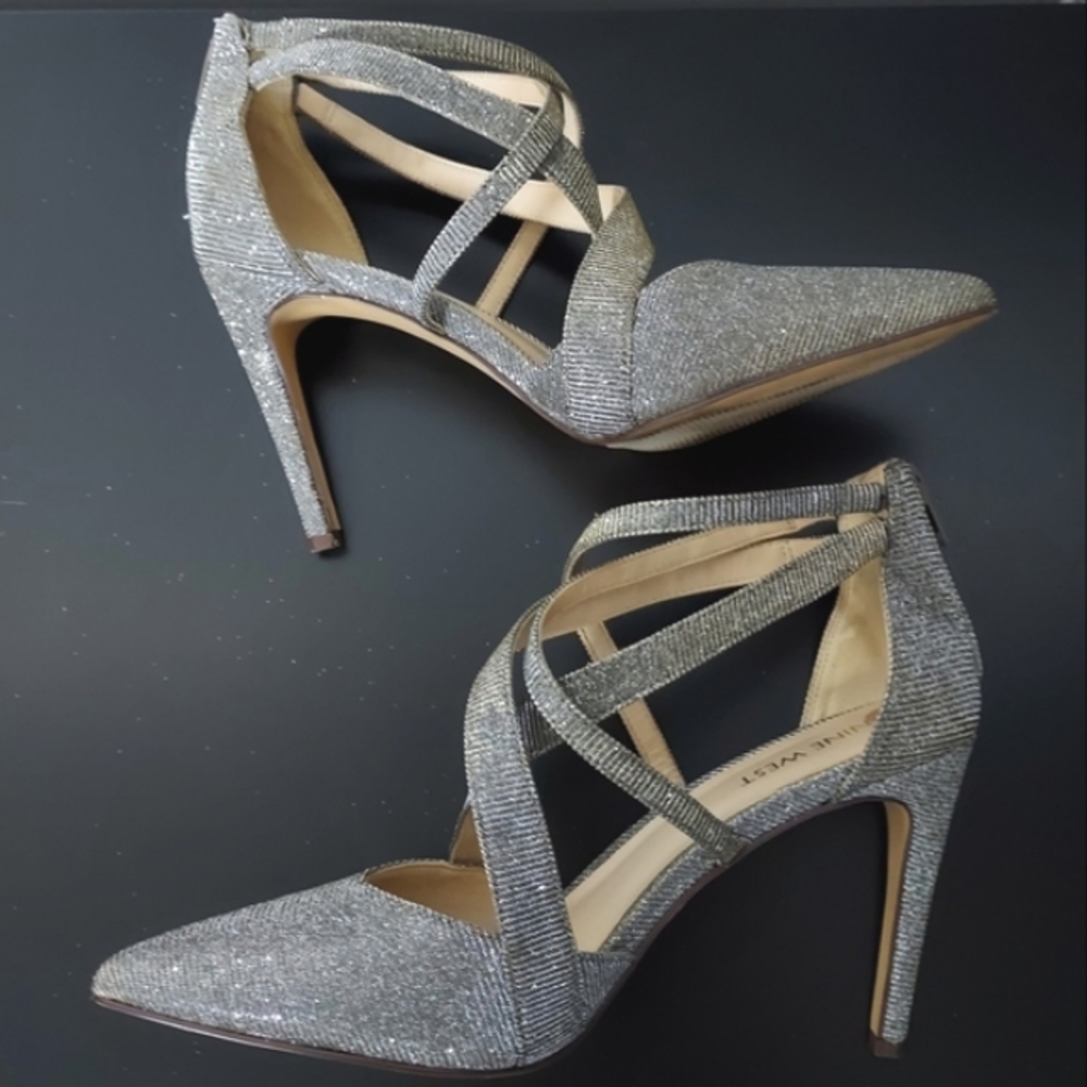 ✨️ Glamorous Nine West sparkly strappy heels 7/7.5 - Picture 3 of 4